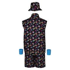 Retro Disco Ages 6 Piece Set Adult Men 80s Printed Black Workout Clothing Cosplay Costume Outfits Halloween Carnival Suit