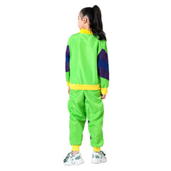 Retro Disco Kids Children Green 3 Piece Set Sportswear Cosplay Outfits Halloween Party Suit