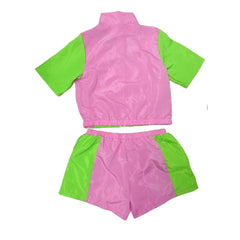 Retro Hip Hop 2 Piece Set Pink Short Sleeve Sportswear Tracksuit Cosplay Outfits Halloween Party Suit