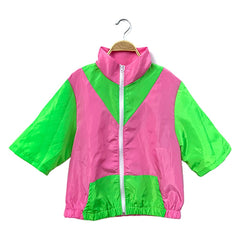 Retro Hip Hop 2 Piece Set Pink Short Sleeve Sportswear Tracksuit Cosplay Outfits Halloween Party Suit