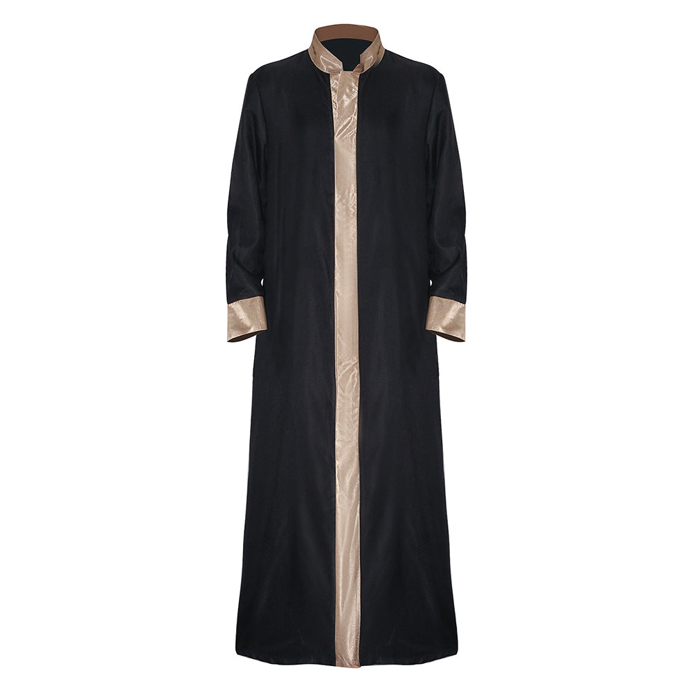 Retro Medieval Black Gilded Robe Cosplay Costume Outfits Halloween Carnival Suit