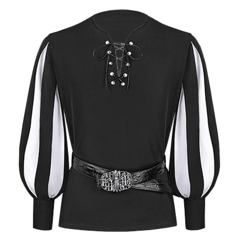 Retro Medieval Knight Colorblocked Tie-Down Adult Men Shirt Cosplay Outfits Halloween Party Suit