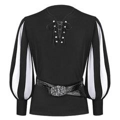 Retro Medieval Knight Colorblocked Tie-Down Adult Men Shirt Cosplay Outfits Halloween Party Suit