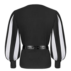 Retro Medieval Knight Colorblocked Tie-Down Adult Men Shirt Cosplay Outfits Halloween Party Suit