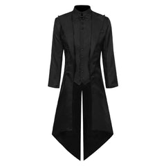 Retro Medieval Mid-Length Slim Black Tuxedo Fake Two Pieces Cosplay Outfits Halloween Party Suit