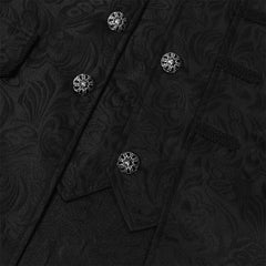 Retro Medieval Steampunk Standing Collar Men's Black Coat Cosplay Outfits Halloween Party Suit