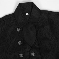 Retro Medieval Steampunk Standing Collar Men's Black Coat Cosplay Outfits Halloween Party Suit