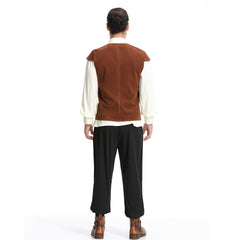 Retro Medieval Victoria Pirates Men Brown 3 Piece Set Cosplay Outfits Halloween Party Suit