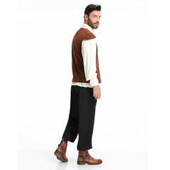 Retro Medieval Victoria Pirates Men Brown 3 Piece Set Cosplay Outfits Halloween Party Suit