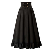 Retro Renaissance Women A-line Ruffle Black Skirt Cosplay Outfits Halloween Party Suit