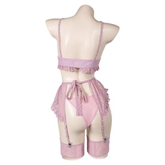 Bowknot Pink Sexy 3 Pics/Set Bikini Lingerie for Women Cosplay Costume Outfits Halloween Carnival Suit