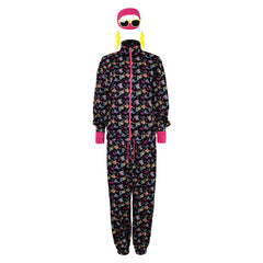 8 Pcs/Set Retro 80S Vintage Black Printed Unisex Set Tracksuits Cosplay Costume Disguise For Adult Men Women Halloween Carnival Party Suit