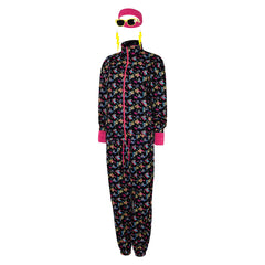 8 Pcs/Set Retro 80S Vintage Black Printed Unisex Set Tracksuits Cosplay Costume Disguise For Adult Men Women Halloween Carnival Party Suit