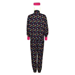 8 Pcs/Set Retro 80S Vintage Black Printed Unisex Set Tracksuits Cosplay Costume Disguise For Adult Men Women Halloween Carnival Party Suit