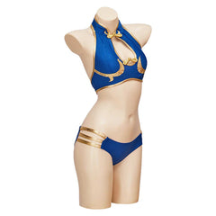 Street Fighter ChunLi 2 Piece Set Bikini Swimsuit Beach Swimwear Cosplay Costume Outfits Halloween Carnival Suit