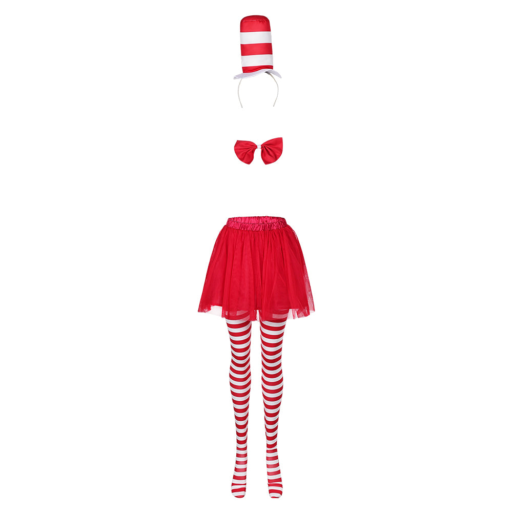 The Cat in the Hat Cat Sean Kids Girls Cosplay Dress Halloween Carnival Costume Original Design