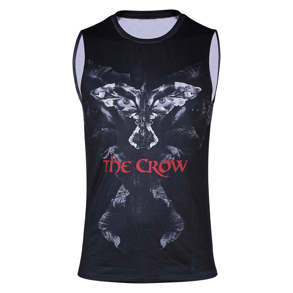 The Crow 2024 Movie Eric Draven Black Printed Vest Cosplay Costume Halloween Carnival Suit Original Design