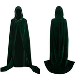 Thickened Gold Velvet Dark Green Cosplay Hooded Cloak Halloween Costume Accessories Props