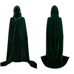 Thickened Gold Velvet Dark Green Cosplay Hooded Cloak Halloween Costume Accessories Props