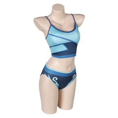 Valorant Jett Blue Printed 2 Piece Bikinis Set Swimsuit Halloween Cosplay Costume Original Design