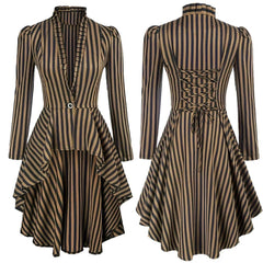Women Medieval Pirate Victorian Retro Gothic Renaissance Cosplay Brown Dress Outfits Halloween Carnival Suit   