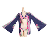 Cyberpunk Edgerunner Rebecca Women Cosplay Two Piece Swimsuit with Sheer Kimono Cardigan Cover Up