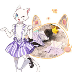 Pet Lolita Dress Cartoon Clothes Striped Dress Small Pet Outfits Cosplay Maid Dress Princess Mini Skirt - INSWEAR