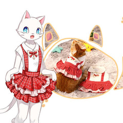 Pet Lolita Dress Cartoon Clothes Striped Dress Small Pet Outfits Cosplay Maid Dress Princess Mini Skirt - INSWEAR