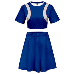 My Hero Academia 2 Pieces Shoto Todoroki Outfits for Women Short Sleeves Crop Top + A Line Skirt Sets - INSWEAR