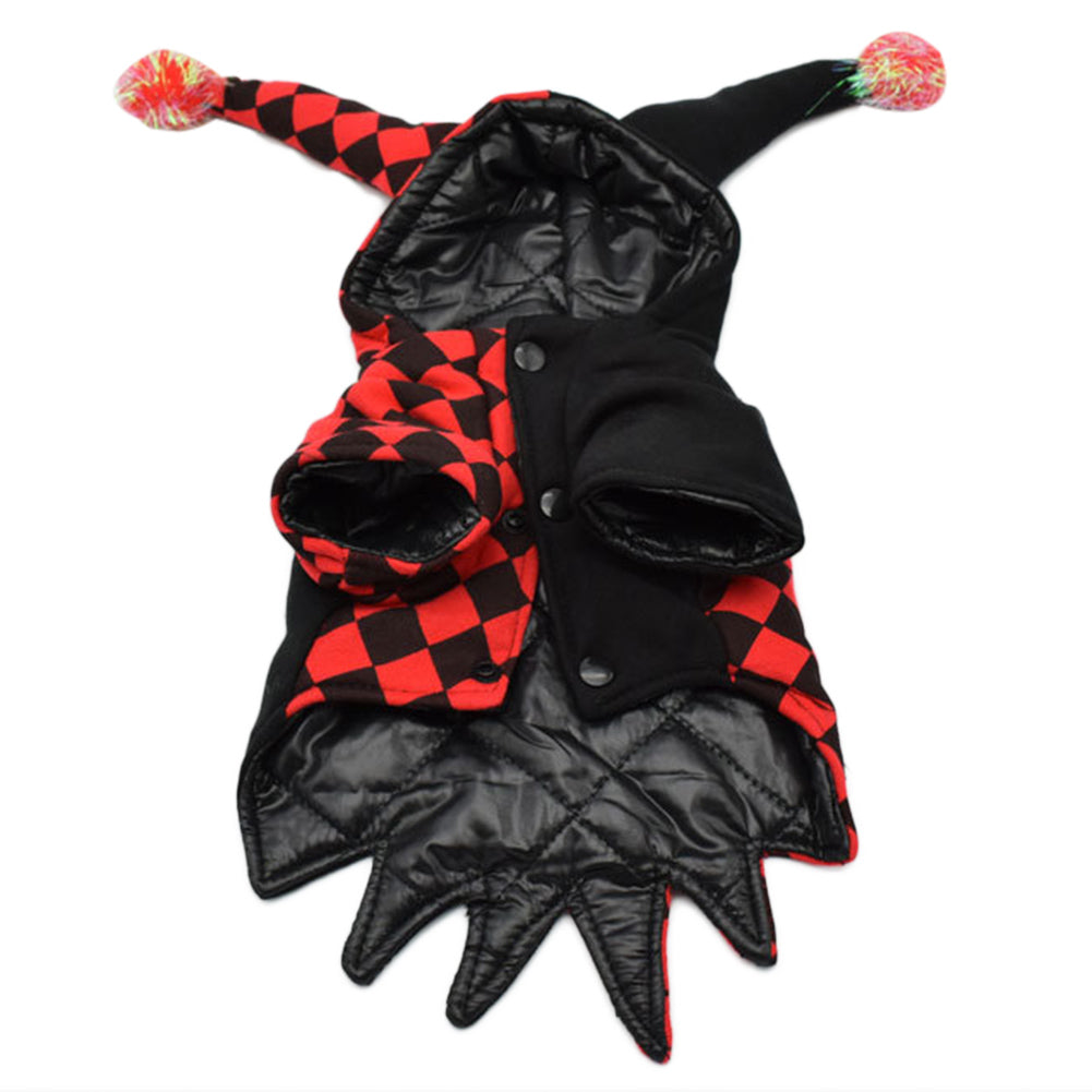 Pet Halloween Cosplay Costume Red and Black Checked Outfit Harley Quinn Clown Cosplay Costume - INSWEAR
