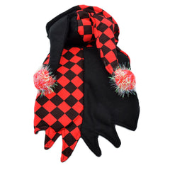 Pet Halloween Cosplay Costume Red and Black Checked Outfit Harley Quinn Clown Cosplay Costume - INSWEAR