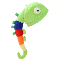 Plush Chameleon Hat Cap Costume Fuzzy Furry Animal Hats Party Photo Booth Props for Kids and Adults - INSWEAR