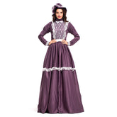 Women American Pioneer Colonial Dress Prairie Costume with Bonnet - INSWEAR