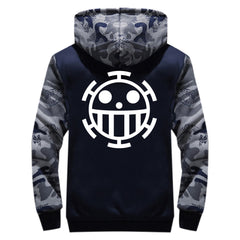 One Piece Trafalgar Law Adult Autumn Winter Cosplay Hooded Sweatshirt Casual Streetwear Zip Up Hoodie - INSWEAR