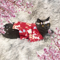 Japanese Style Little Pet Kimono Haori Cosplay Skirt Cherry Blossom Flower Decoration Pet Cute Daily Clothing - INSWEAR