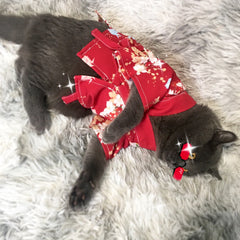 Japanese Style Little Pet Kimono Haori Cosplay Skirt Cherry Blossom Flower Decoration Pet Cute Daily Clothing - INSWEAR