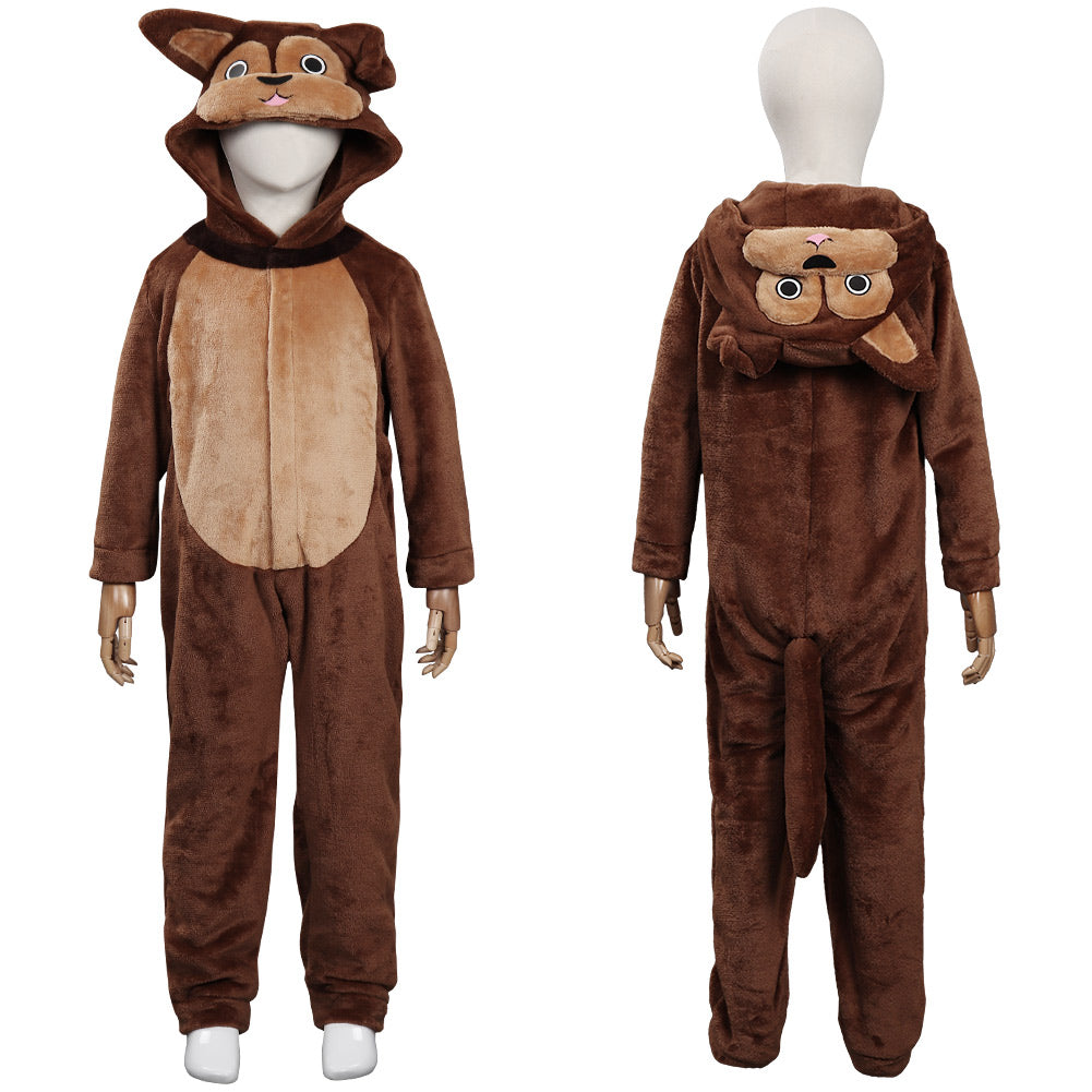 Animal Squirrel Cosplay Costume Jumpsuit Sleepwear Pajams Outfits Kids Children Halloween Carnival Suit