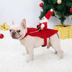 Funny Cute Pet Costume Santa Riding Cat Dog Outfits Christmas Party Clothes Fancy New Year Clothes - INSWEAR
