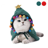 Pet Christmas Costume Puppy Xmas Cloak with Star and Pompoms Cat Dog Santa Hooded Cape Party Cosplay Clothes - INSWEAR
