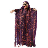 Halloween Decoration House Props Hanging Animated Scary Skeleton Ghost With Red LED Light Eyes And Horror Sounds Ornament - INSWEAR