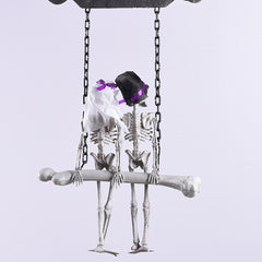 Halloween Skeleton The Bride and Groom Welcome Doorplate Sign Hanging Tricky Scary Haunted House Props - INSWEAR