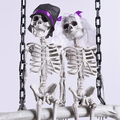 Halloween Skeleton The Bride and Groom Welcome Doorplate Sign Hanging Tricky Scary Haunted House Props - INSWEAR