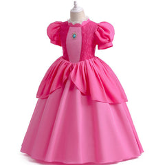 Kids The Super Mario Bros. Princess Peach Kids Girls Cosplay Dress Halloween Carnival Party Suit