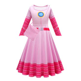 The Super Mario Bros Peach Kids Cosplay Costume Dress Outfits Halloween Carnival Party Suit