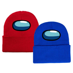 2pcs Among Us Patch Knitted Woolen Skullies Beanie Women Men Cartoon Ski Winter Cap - INSWEAR