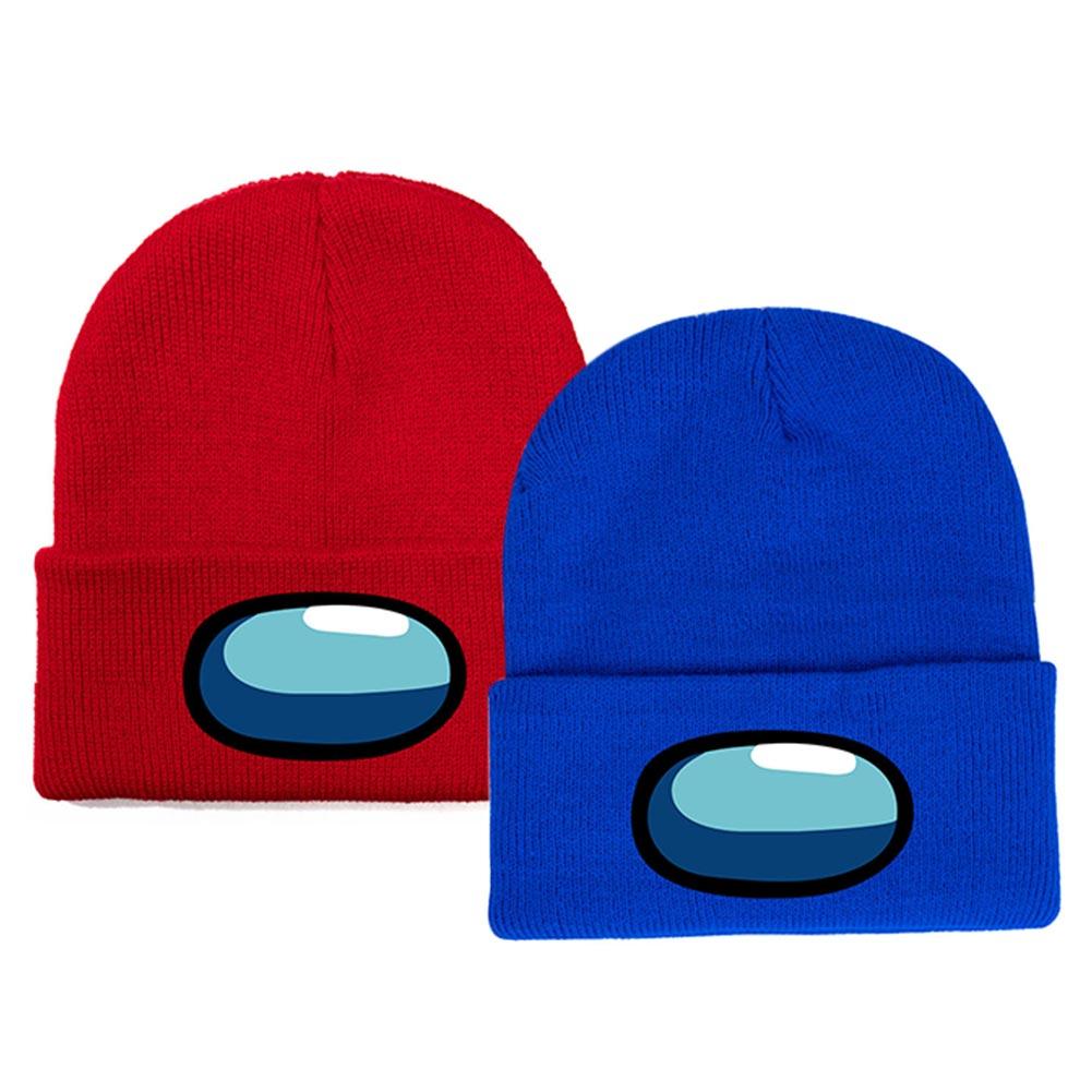 2pcs Among Us Patch Knitted Woolen Skullies Beanie Women Men Cartoon Ski Winter Cap - INSWEAR