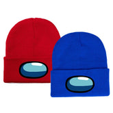 2pcs Among Us Patch Knitted Woolen Skullies Beanie Women Men Cartoon Ski Winter Cap - INSWEAR