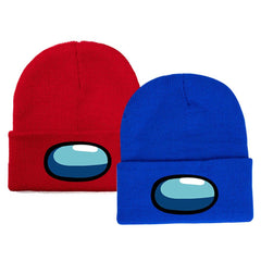 2pcs Among Us Patch Knitted Woolen Skullies Beanie Women Men Cartoon Ski Winter Cap - INSWEAR