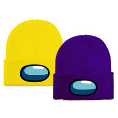 2pcs Among Us Patch Knitted Woolen Skullies Beanie Women Men Cartoon Ski Winter Cap - INSWEAR