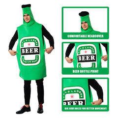 Adult Beer Bottle Cosplay Costume Funny Perfomace Costume Outfits Halloween Carnival Suit - INSWEAR